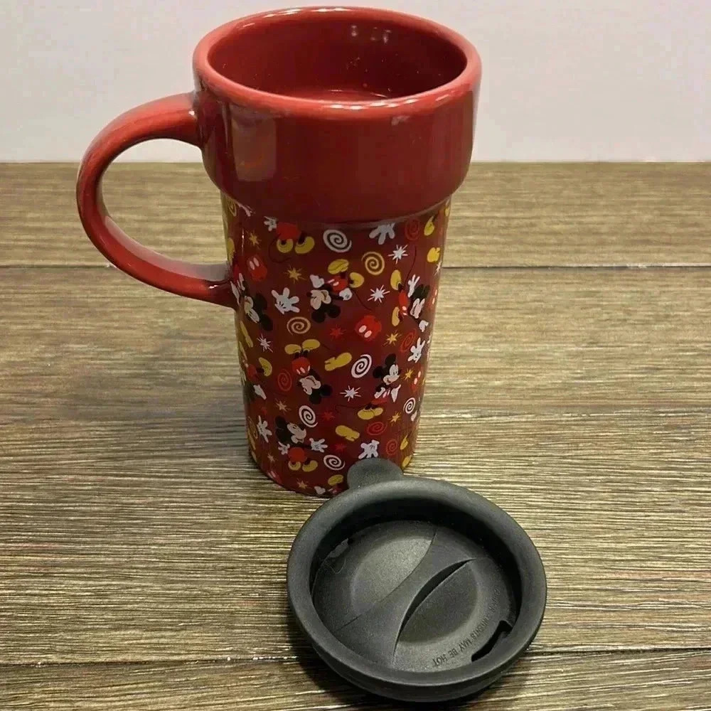 The Disney store Mickey Mouse Travel ceramic Tumbler Mug 12oz with lid & handle - Picture 5 of 5